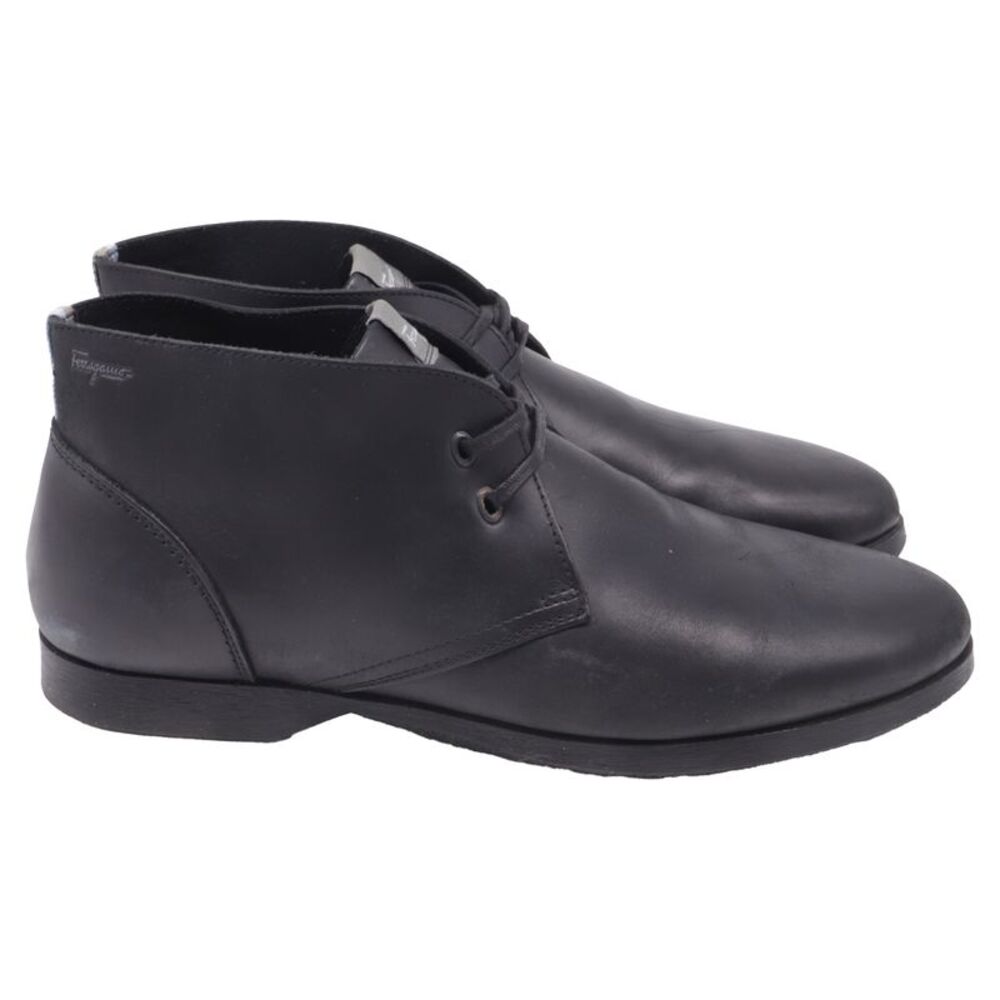 Ferragamo World Chukka Ankle Boots in Black Leather
